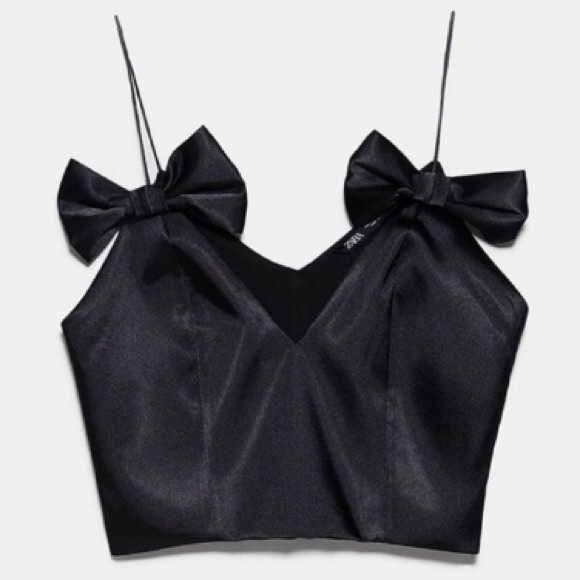 Zara Tops - ZARA Satin Double Bow Top L NWT
